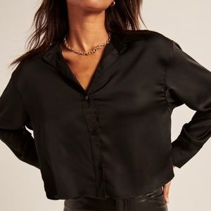 Abercrombie & Fitch 90s Cropped Satin Shirt